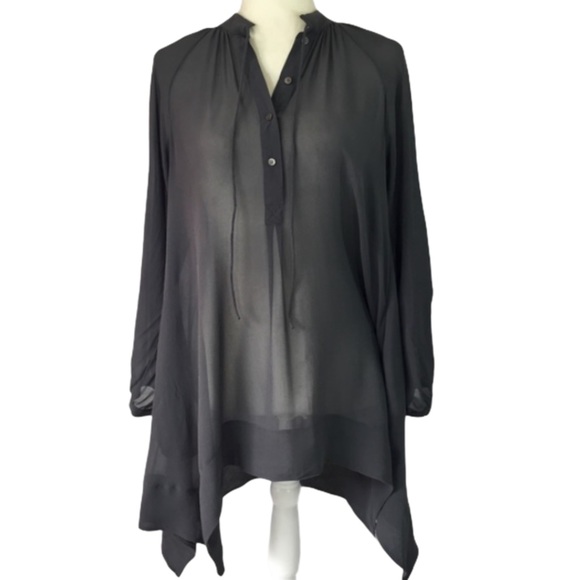 Club Monaco gray silk georgette / chiffon oversized tunic top